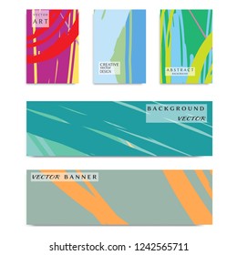 Abstract universal grunge art texture, web header template. Collage page and banner collection with brush strokes. Design for card, invitation, brochure, booklet, book cover, flyer sheet a4