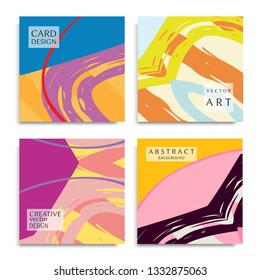 Abstract universal grunge art texture. Creative artistic backgrounds set with brush strokes. Vector template for card, invitation, voucher, certificate. Trendy design for tag, cover, fabric, brochure 