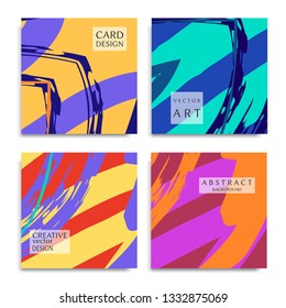 Abstract universal grunge art texture. Creative artistic backgrounds set with brush strokes. Vector template for card, invitation, voucher, certificate. Trendy design for tag, cover, fabric, brochure 