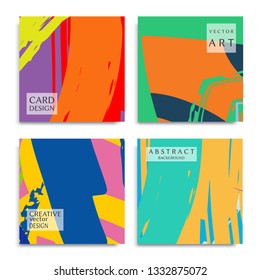 Abstract universal grunge art texture. Creative artistic backgrounds set with brush strokes. Vector template for card, invitation, voucher, certificate. Trendy design for tag, cover, fabric, brochure 