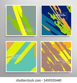 Abstract universal grunge art texture. Creative artistic backgrounds set with brush strokes. Vector template for card, invitation, voucher, certificate. Trendy design for tag, cover, fabric, brochure 