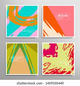 Abstract universal grunge art texture. Creative artistic backgrounds set with brush strokes. Vector template for card, invitation, voucher, certificate. Trendy design for tag, cover, fabric, brochure 