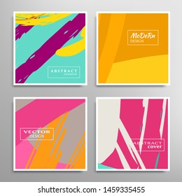 Abstract universal grunge art texture. Creative artistic backgrounds set with brush strokes. Vector template for card, invitation, voucher, certificate. Trendy design for tag, cover, fabric, brochure 