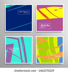 Abstract universal grunge art texture. Creative artistic backgrounds set with brush strokes. Vector template for card, invitation, voucher, certificate. Trendy design for tag, cover, fabric, brochure 