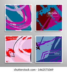Abstract universal grunge art texture. Creative artistic backgrounds set with brush strokes. Vector template for card, invitation, voucher, certificate. Trendy design for tag, cover, fabric, brochure 