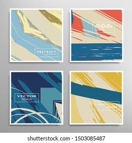 Abstract universal grunge art texture. Creative artistic backgrounds set with brush strokes. Vector template for card, invitation, voucher, certificate. Trendy design for tag, cover, fabric, brochure 