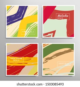 Abstract universal grunge art texture. Creative artistic backgrounds set with brush strokes. Vector template for card, invitation, voucher, certificate. Trendy design for tag, cover, fabric, brochure 