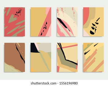 Abstract universal grunge art texture. Fashion backgrounds set. Collage page, design for card, invitation, brochure brush strokes style, banner idea, book cover, booklet print, flyer sheet a4