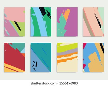 Abstract universal grunge art texture. Fashion backgrounds set. Collage page, design for card, invitation, brochure brush strokes style, banner idea, book cover, booklet print, flyer sheet a4