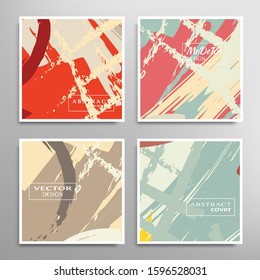 Abstract universal grunge art texture. Creative artistic backgrounds set with brush strokes. Vector template for card, invitation, voucher, certificate. Trendy design for tag, cover, fabric, brochure 