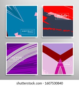 Abstract universal grunge art texture. Creative artistic backgrounds set with brush strokes. Vector template for card, invitation, voucher, certificate. Trendy design for tag, cover, fabric, brochure 