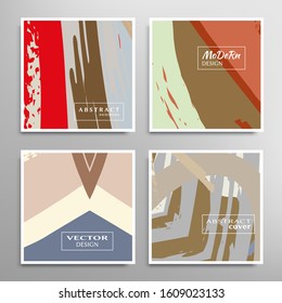 Abstract universal grunge art texture. Creative artistic backgrounds set with brush strokes. Vector template for card, invitation, voucher, certificate. Trendy design for tag, cover, fabric, brochure 