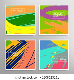 Abstract universal grunge art texture. Creative artistic backgrounds set with brush strokes. Vector template for card, invitation, voucher, certificate. Trendy design for tag, cover, fabric, brochure 