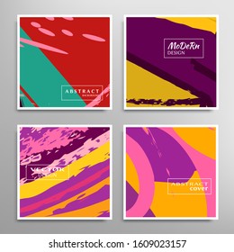 Abstract universal grunge art texture. Creative artistic backgrounds set with brush strokes. Vector template for card, invitation, voucher, certificate. Trendy design for tag, cover, fabric, brochure 