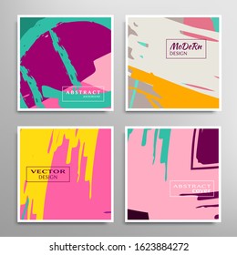 Abstract universal grunge art texture. Creative artistic backgrounds set with brush strokes. Vector template for card, invitation, voucher, certificate. Trendy design for tag, cover, fabric, brochure 