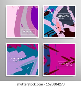 Abstract universal grunge art texture. Creative artistic backgrounds set with brush strokes. Vector template for card, invitation, voucher, certificate. Trendy design for tag, cover, fabric, brochure 