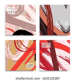 Abstract universal grunge art texture. Creative artistic backgrounds set with brush strokes. Vector template for card, invitation, voucher, certificate. Trendy design for tag, cover, fabric, brochure 