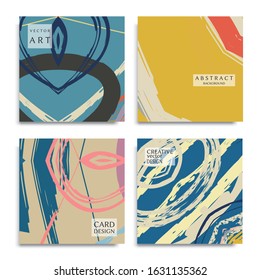 Abstract universal grunge art texture. Creative artistic backgrounds set with brush strokes. Vector template for card, invitation, voucher, certificate. Trendy design for tag, cover, fabric, brochure 