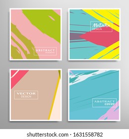 Abstract universal grunge art texture. Creative artistic backgrounds set with brush strokes. Vector template for card, invitation, voucher, certificate. Trendy design for tag, cover, fabric, brochure 