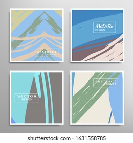 Abstract universal grunge art texture. Creative artistic backgrounds set with brush strokes. Vector template for card, invitation, voucher, certificate. Trendy design for tag, cover, fabric, brochure 