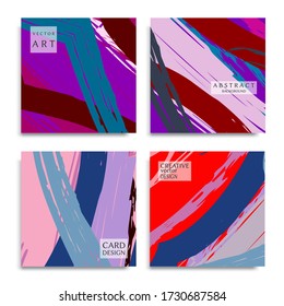 Abstract universal grunge art texture. Creative artistic backgrounds set with brush strokes. Vector template for card, invitation, voucher, certificate. Trendy design for tag, cover, fabric, brochure 