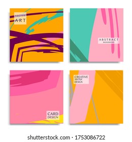 Abstract universal grunge art texture. Creative artistic backgrounds set with brush strokes. Vector template for card, invitation, voucher, certificate. Trendy design for tag, cover, fabric, brochure 