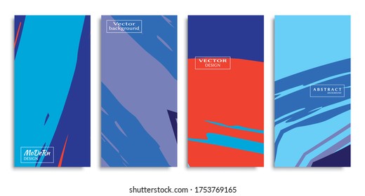 Abstract universal grunge art texture. Creative artistic backgrounds set with brush strokes. Vector template for card, invitation, voucher, certificate. Trendy design for tag, cover, fabric, brochure 