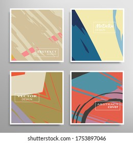Abstract universal grunge art texture. Creative artistic backgrounds set with brush strokes. Vector template for card, invitation, voucher, certificate. Trendy design for tag, cover, fabric, brochure 