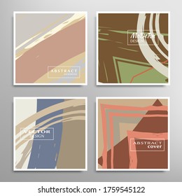 Abstract universal grunge art texture. Creative artistic backgrounds set with brush strokes. Vector template for card, invitation, voucher, certificate. Trendy design for tag, cover, fabric, brochure 