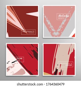 Abstract universal grunge art texture. Creative artistic backgrounds set with brush strokes. Vector template for card, invitation, voucher, certificate. Trendy design for tag, cover, fabric, brochure 