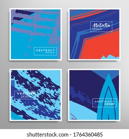 Abstract universal grunge art texture. Creative artistic backgrounds set with brush strokes. Vector template for card, invitation, voucher, certificate. Trendy design for tag, cover, fabric, brochure 