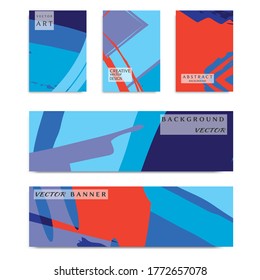 Abstract universal grunge art texture, web header template. Collage page and banner collection with brush strokes. Design for card, invitation, brochure, booklet, book cover, flyer sheet a4