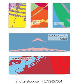 Resumen de textura de arte de fondo universal, plantilla de cabecera web. Collage de páginas y banners con trazos de pincel. Diseño para tarjeta, invitación, folleto, folleto, portada de libros, hoja de folleto a4