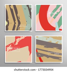 Abstract universal grunge art texture. Creative artistic backgrounds set with brush strokes. Vector template for card, invitation, voucher, certificate. Trendy design for tag, cover, fabric, brochure 