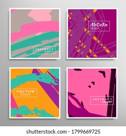 Abstract universal grunge art texture. Creative artistic backgrounds set with brush strokes. Vector template for card, invitation, voucher, certificate. Trendy design for tag, cover, fabric, brochure 