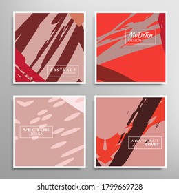 Abstract universal grunge art texture. Creative artistic backgrounds set with brush strokes. Vector template for card, invitation, voucher, certificate. Trendy design for tag, cover, fabric, brochure 