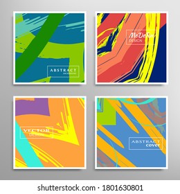 Abstract universal grunge art texture. Creative artistic backgrounds set with brush strokes. Vector template for card, invitation, voucher, certificate. Trendy design for tag, cover, fabric, brochure 