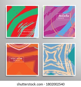 Abstract universal grunge art texture. Creative artistic backgrounds set with brush strokes. Vector template for card, invitation, voucher, certificate. Trendy design for tag, cover, fabric, brochure 