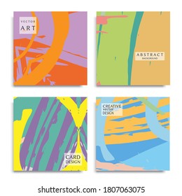 Abstract universal grunge art texture. Creative artistic backgrounds set with brush strokes. Vector template for card, invitation, voucher, certificate. Trendy design for tag, cover, fabric, brochure 