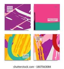Abstract universal grunge art texture. Creative artistic backgrounds set with brush strokes. Vector template for card, invitation, voucher, certificate. Trendy design for tag, cover, fabric, brochure 