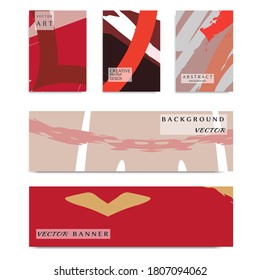 Abstract universal grunge art texture, web header template. Collage page and banner collection with brush strokes. Design for card, invitation, brochure, booklet, book cover, flyer sheet a4