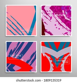 Abstract universal grunge art texture. Creative artistic backgrounds set with brush strokes. Vector template for card, invitation, voucher, certificate. Trendy design for tag, cover, fabric, brochure 