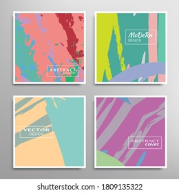 Abstract universal grunge art texture. Creative artistic backgrounds set with brush strokes. Vector template for card, invitation, voucher, certificate. Trendy design for tag, cover, fabric, brochure 