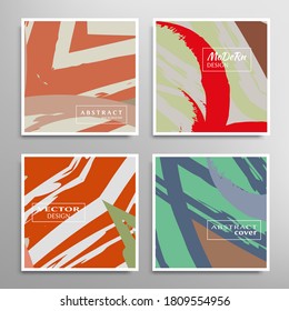 Abstract universal grunge art texture. Creative artistic backgrounds set with brush strokes. Vector template for card, invitation, voucher, certificate. Trendy design for tag, cover, fabric, brochure 