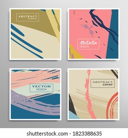 Abstract universal grunge art texture. Creative artistic backgrounds set with brush strokes. Vector template for card, invitation, voucher, certificate. Trendy design for tag, cover, fabric, brochure 