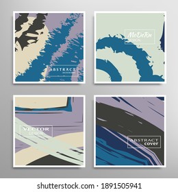 Abstract universal grunge art texture. Creative artistic backgrounds set with brush strokes. Vector template for card, invitation, voucher, certificate. Trendy design for tag, cover, fabric, brochure 
