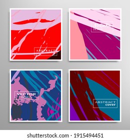 Abstract universal grunge art texture. Creative artistic backgrounds set with brush strokes. Vector template for card, invitation, voucher, certificate. Trendy design for tag, cover, fabric, brochure 