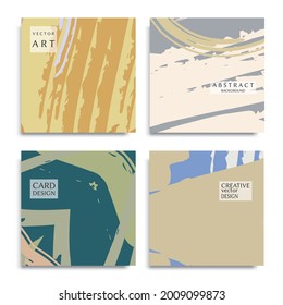 Abstract universal grunge art texture. Creative artistic backgrounds set with brush strokes. Vector template for card, invitation, voucher, certificate. Trendy design for tag, cover, fabric, brochure 