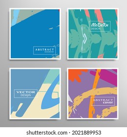 Abstract universal grunge art texture. Creative artistic backgrounds set with brush strokes. Vector template for card, invitation, voucher, certificate. Trendy design for tag, cover, fabric, brochure 