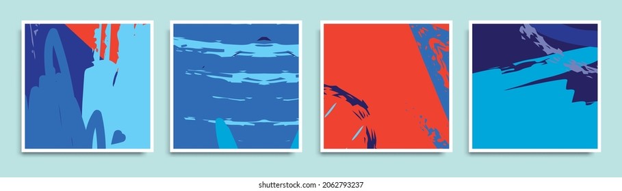 Abstract universal grunge art texture. Creative artistic backgrounds set with brush strokes. Vector template for card, invitation, voucher, certificate. Trendy design for tag, cover, fabric, brochure 